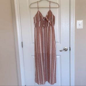 FOREVER 21 Striped Print Maxi Dress Tie Front